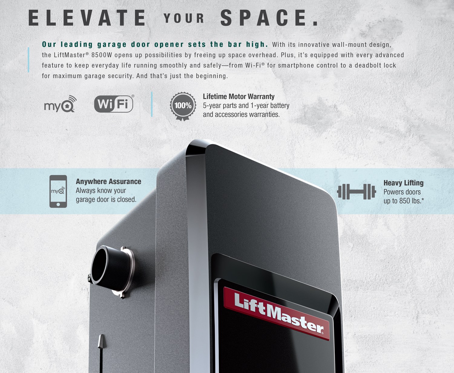 LiftMaster 8500W Elite Series Residential Jackshaft Garage Door Opener